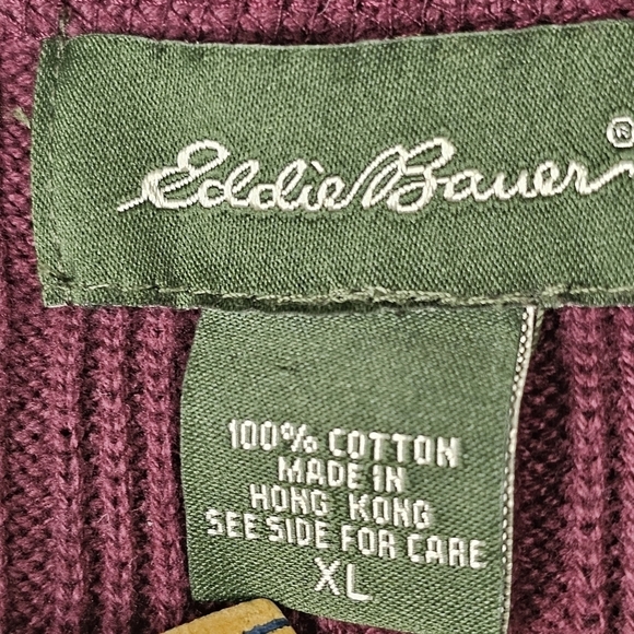 Vintage Eddie Bauer Quarter Zip Sweater XL Men’s Burgundy Business Casual fall - Picture 7 of 12